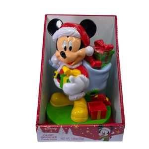 New in Box Disney Mickey Mouse Candy Dispenser Christmas Santa Claus Decor